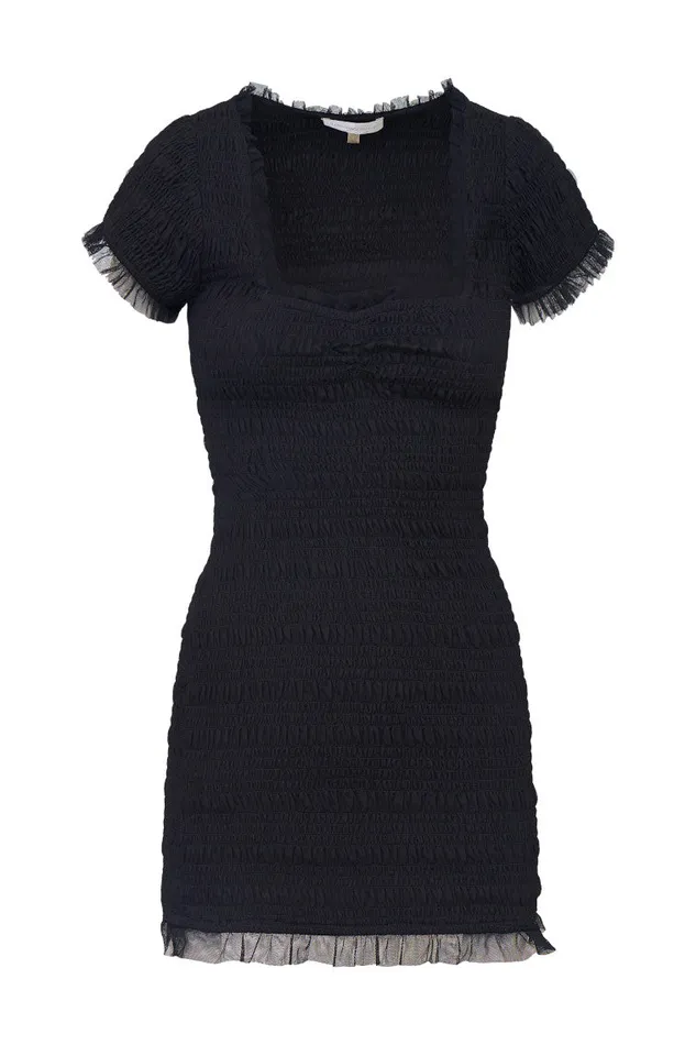 WomenKids Dresses LoveShackFancy Esca Smocked Mini Dress Black