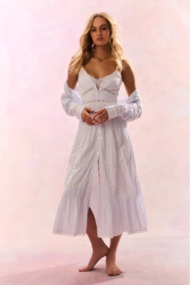 WomenKids Dresses LoveShackFancy Esilda Cotton Midi Dress Vintage Voyage