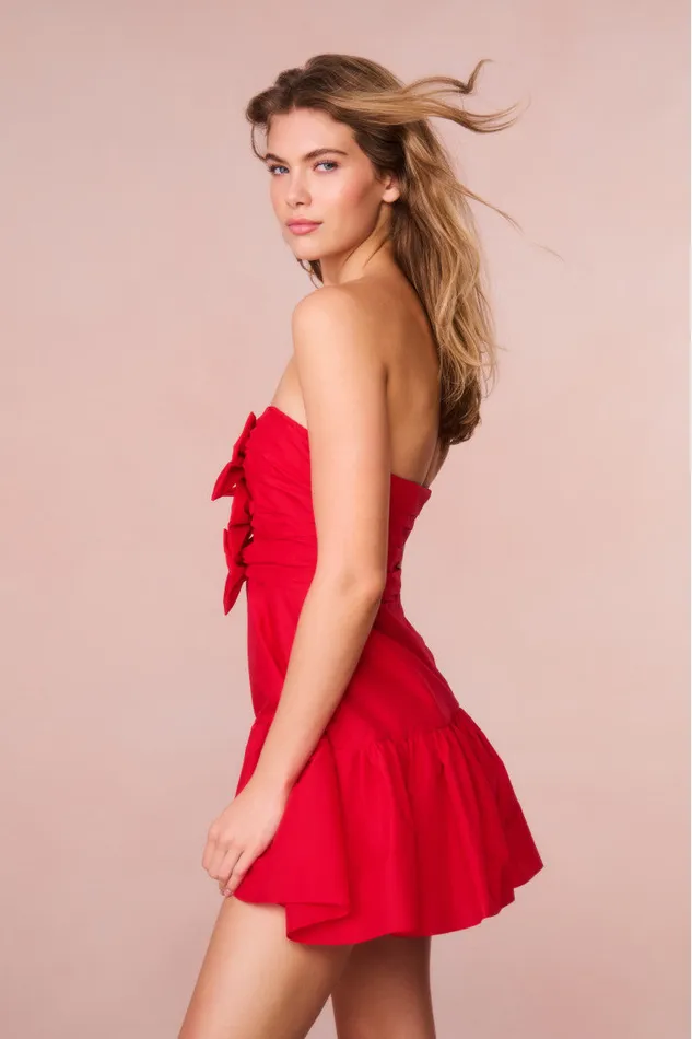 WomenKids Dresses LoveShackFancy Woodlow Bow Mini Dress Red