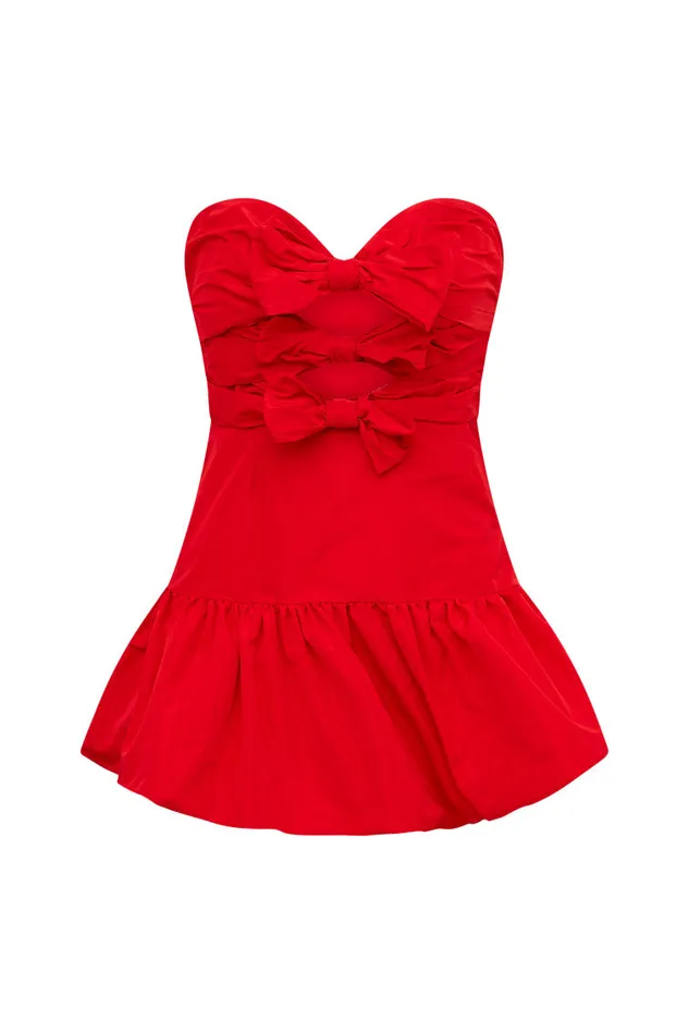 WomenKids Dresses LoveShackFancy Woodlow Bow Mini Dress Red