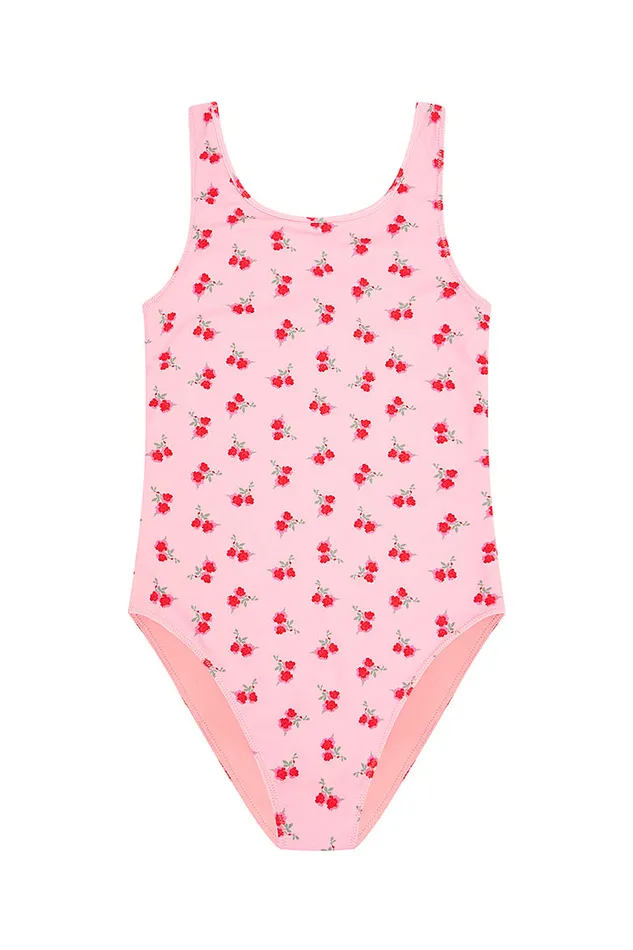 WomenKids Swim LoveShackFancy Girls Aldora Cherry One Piece Swimsuit Cherry Pink