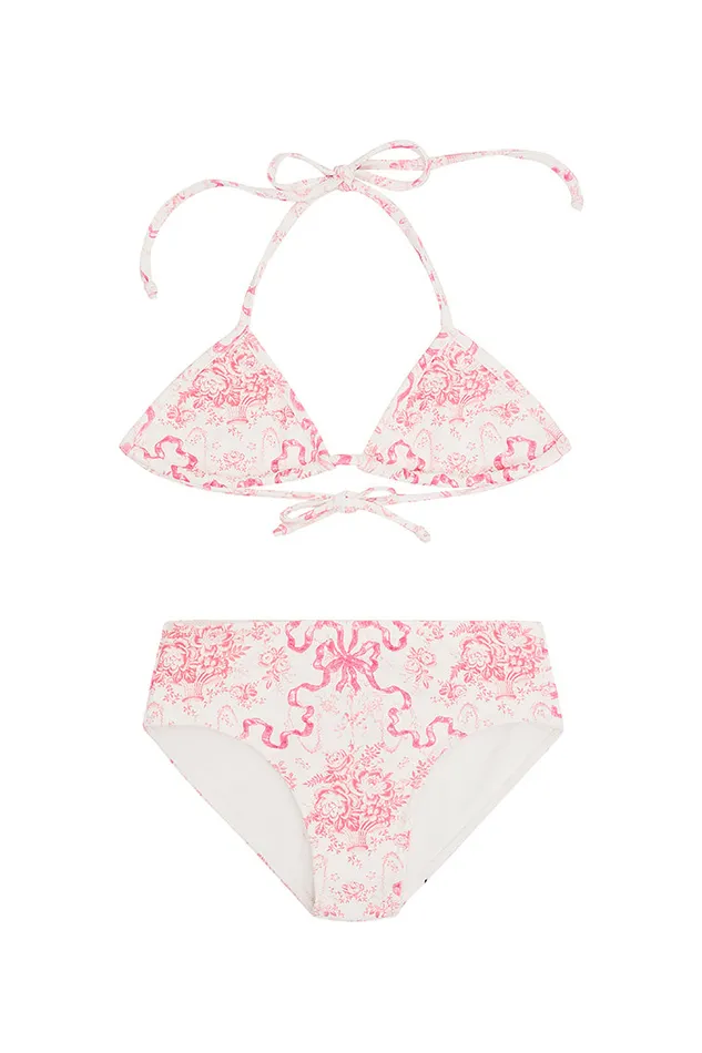 WomenKids Swim LoveShackFancy Girls Printed Finnie Bikini Swim Set Bubblegum Blast