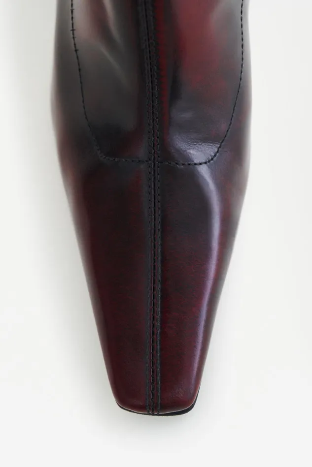 Women Knee High Faded Leather Boots Dark Burgundy Filippa K Shoes