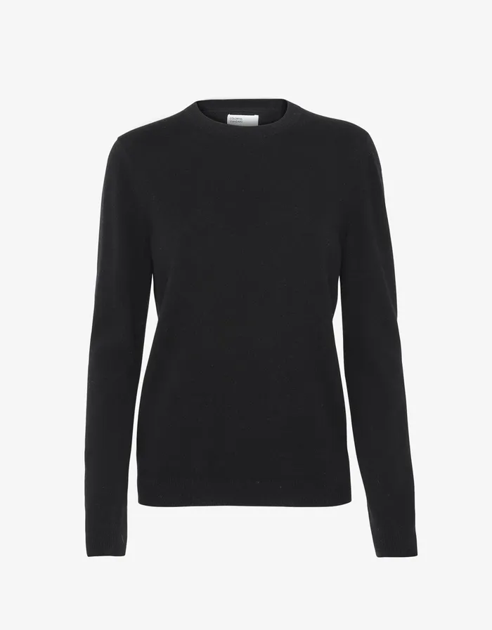 Women Knit Sweaters Colorfulstandard Women Light Merino Wool Crew 8211 Deep Black