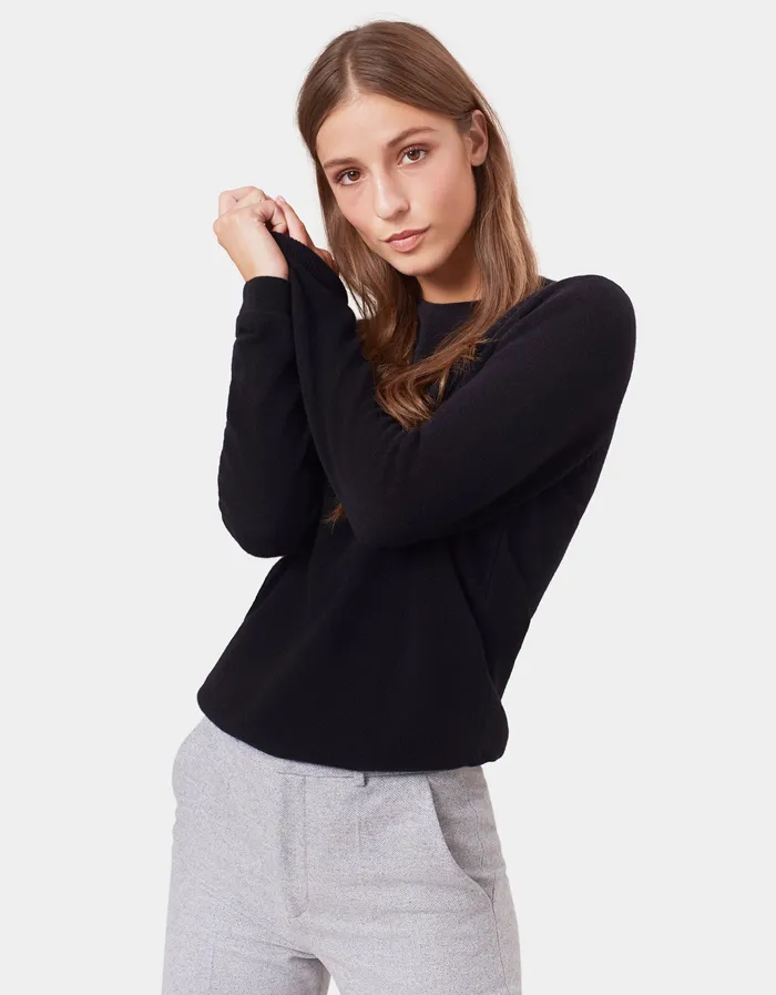 Women Knit Sweaters Colorfulstandard Women Light Merino Wool Crew 8211 Deep Black