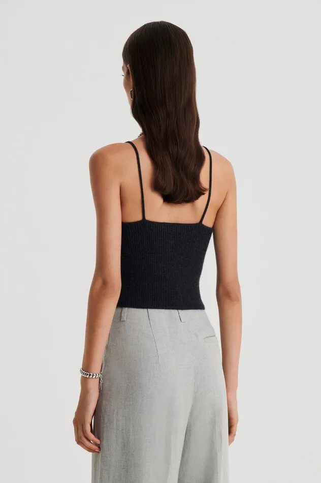 Women Knitwear Scanlan Theodore CASHMERE CAMISOLE CHARCOAL