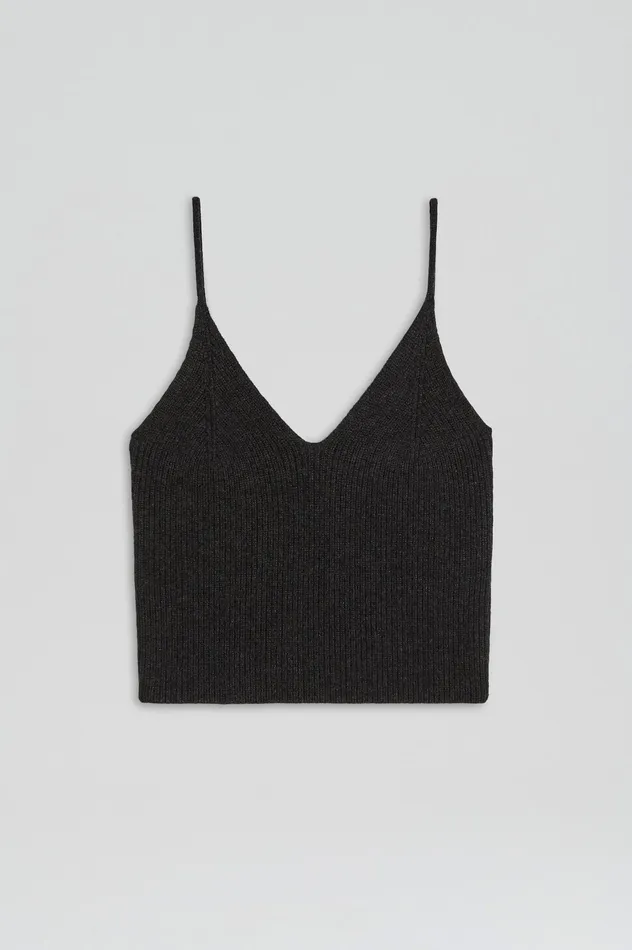 Women Knitwear Scanlan Theodore CASHMERE CAMISOLE CHARCOAL