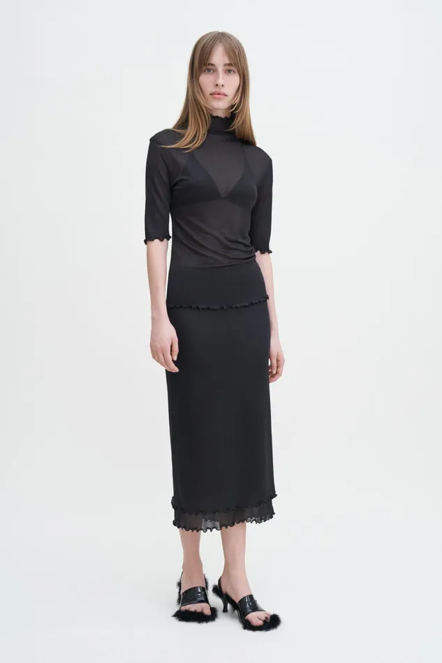 Women Layered Frill Crepe Skirt Black Filippa K Skirts