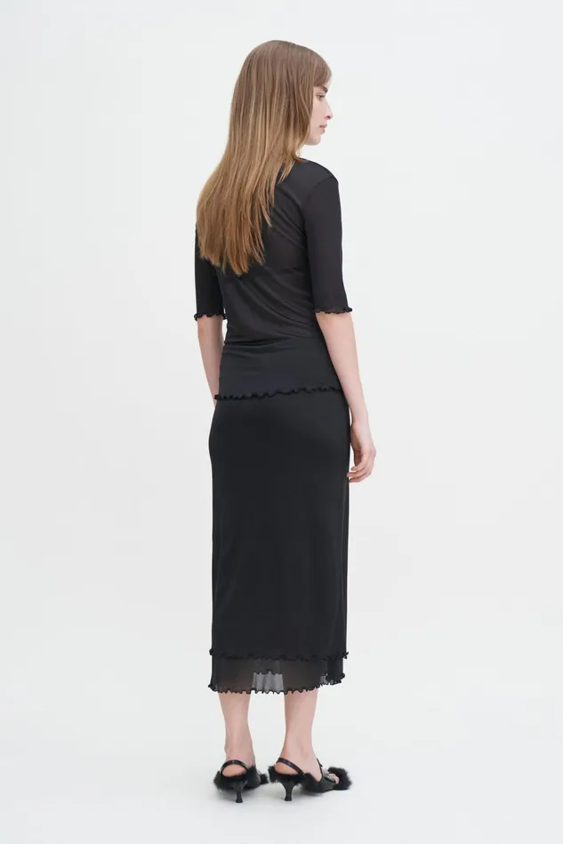 Women Layered Frill Crepe Skirt Black Filippa K Skirts