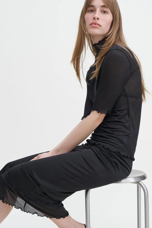 Women Layered Frill Crepe Skirt Black Filippa K Skirts