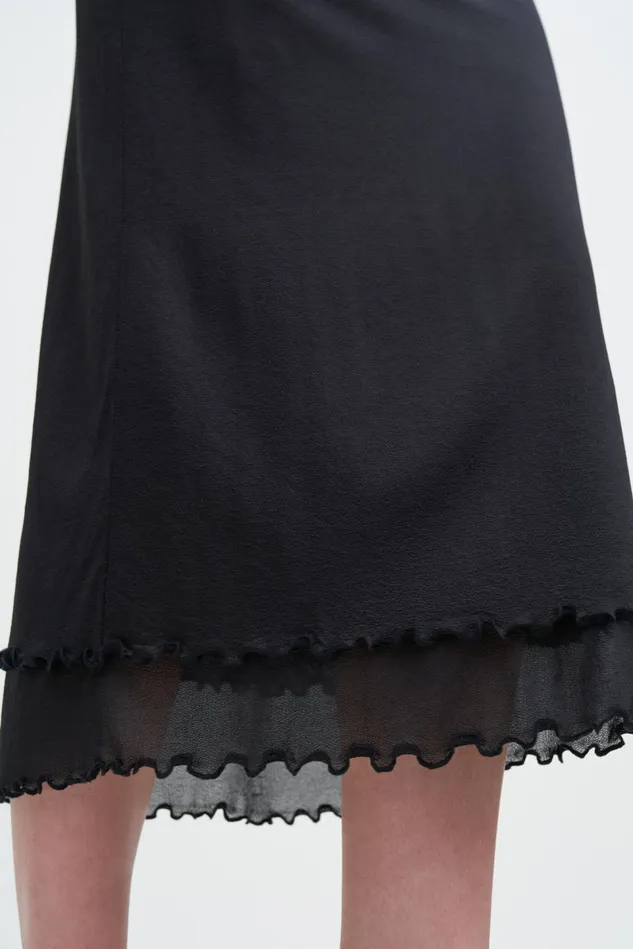Women Layered Frill Crepe Skirt Black Filippa K Skirts