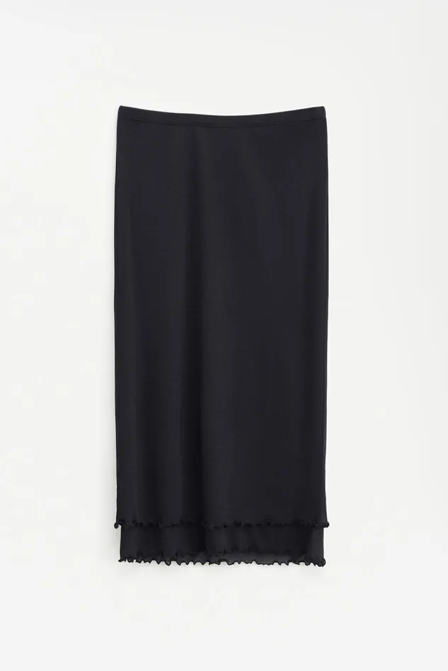 Women Layered Frill Crepe Skirt Black Filippa K Skirts