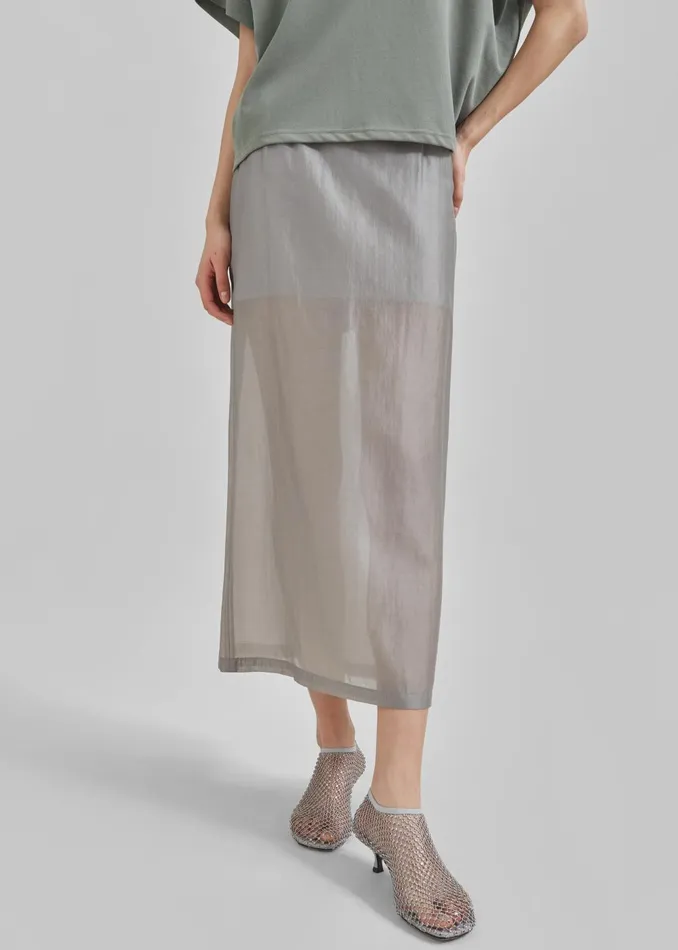 Women Lenore Semi Sheer Midi Skirt 8211 Grey The Frankie Shop Bottoms