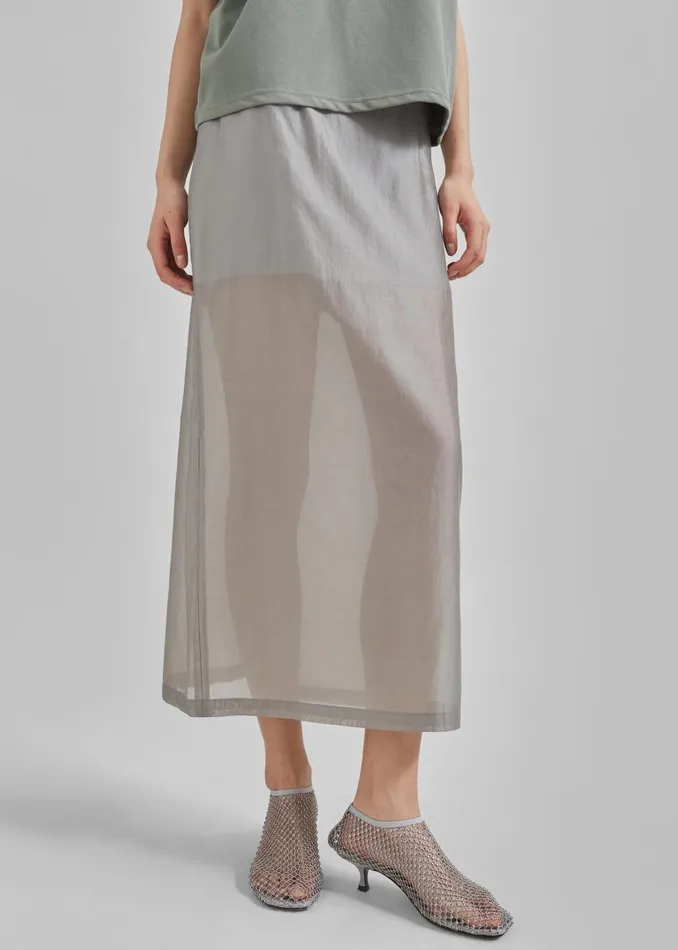 Women Lenore Semi Sheer Midi Skirt 8211 Grey The Frankie Shop Bottoms