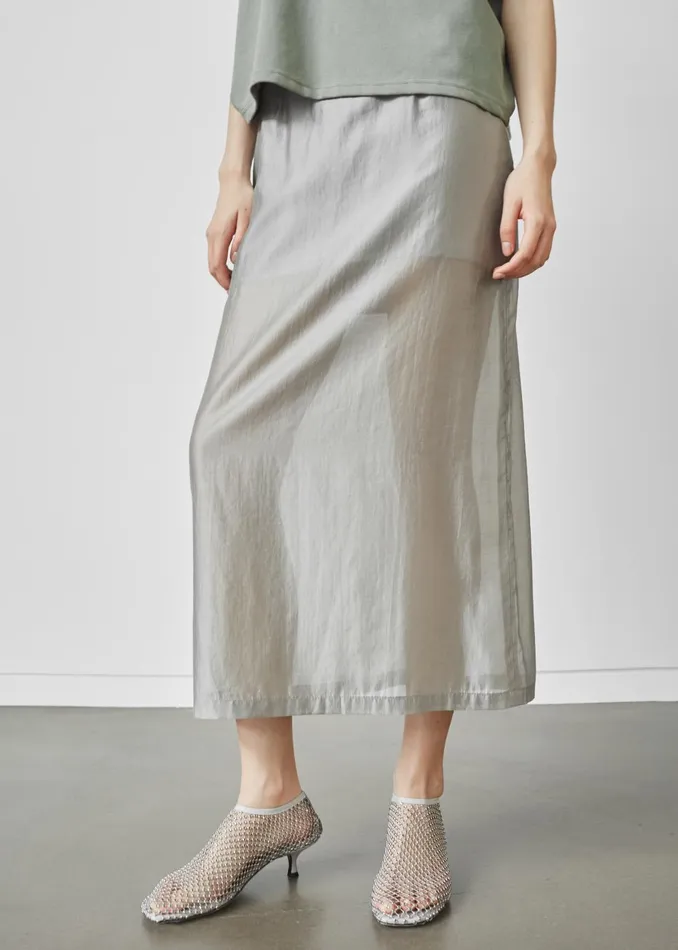 Women Lenore Semi Sheer Midi Skirt 8211 Grey The Frankie Shop Bottoms