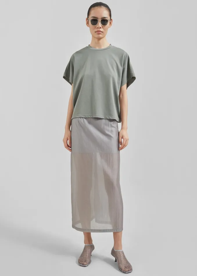 Women Lenore Semi Sheer Midi Skirt 8211 Grey The Frankie Shop Bottoms