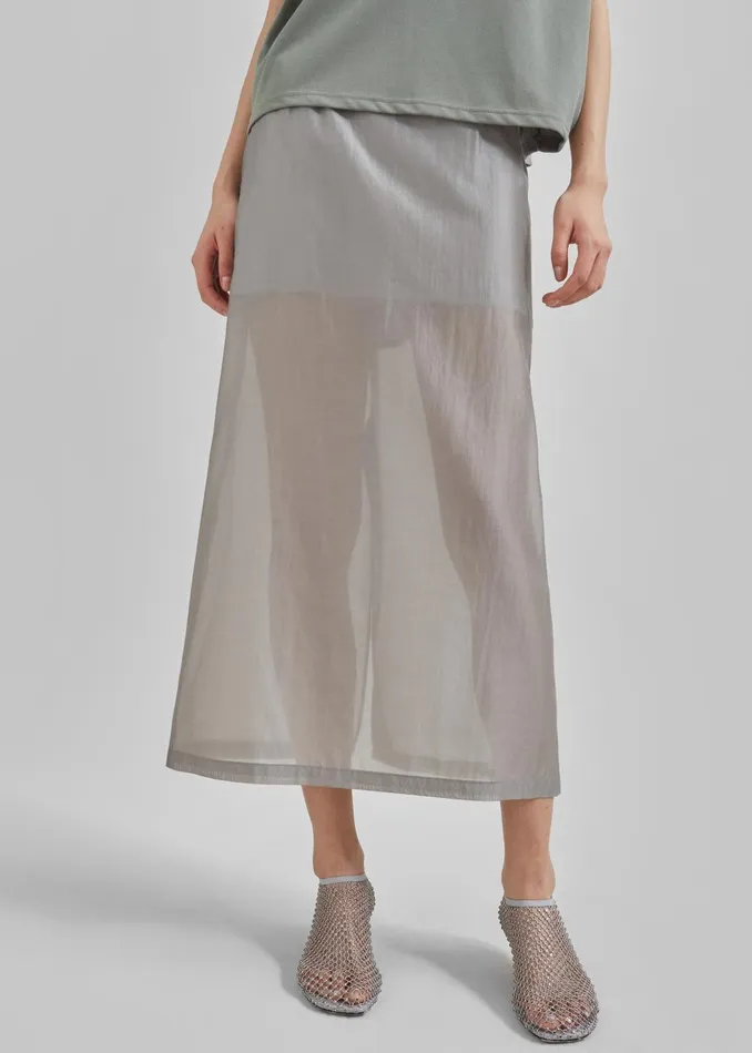 Women Lenore Semi Sheer Midi Skirt 8211 Grey The Frankie Shop Bottoms