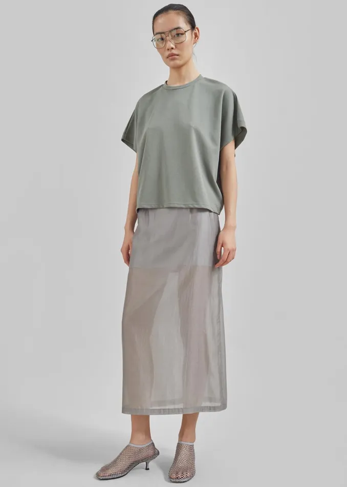 Women Lenore Semi Sheer Midi Skirt 8211 Grey The Frankie Shop Bottoms