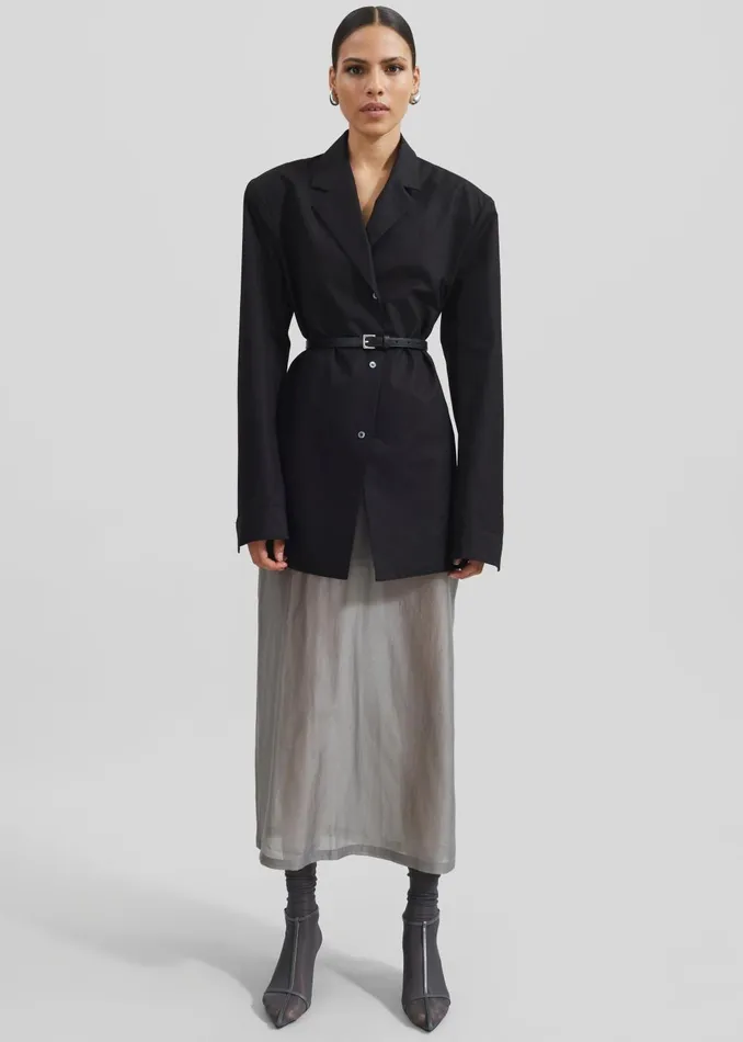 Women Lenore Semi Sheer Midi Skirt 8211 Grey The Frankie Shop Bottoms