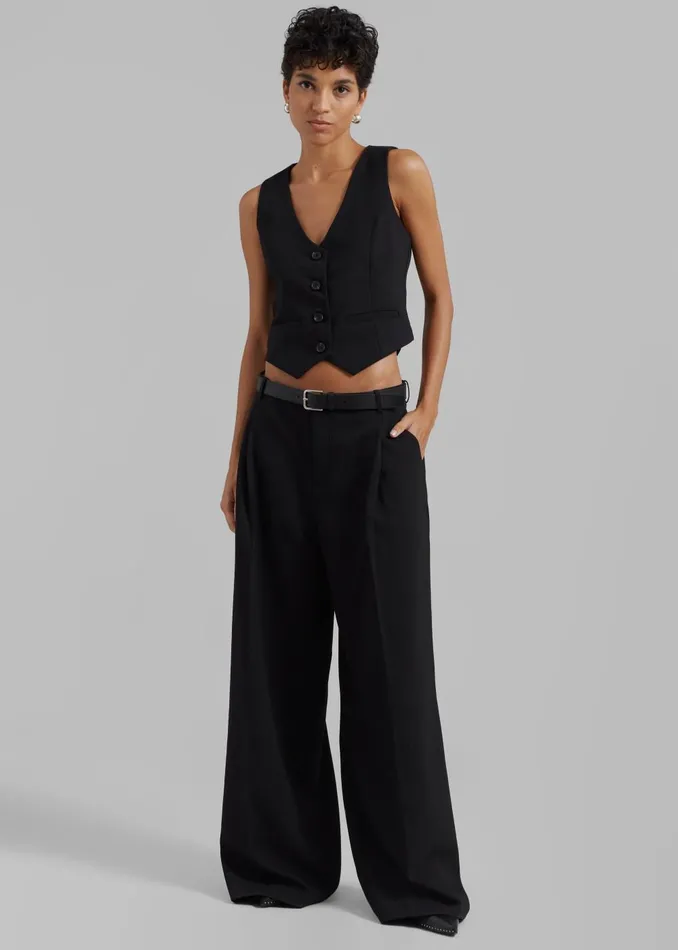 Women Lillian Wide Trousers 8211 Black The Frankie Shop Bottoms