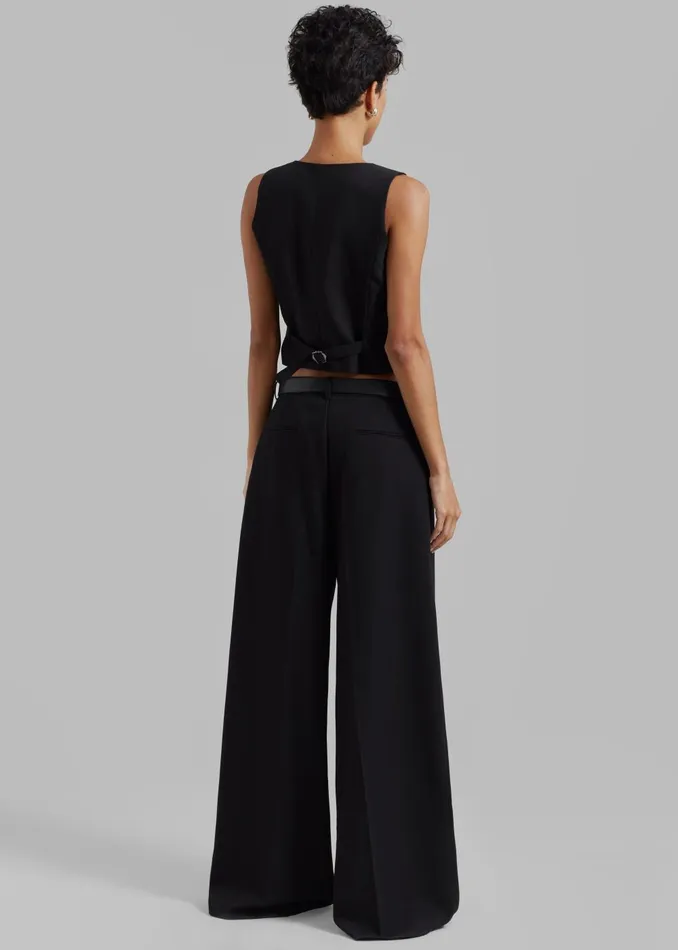 Women Lillian Wide Trousers 8211 Black The Frankie Shop Bottoms