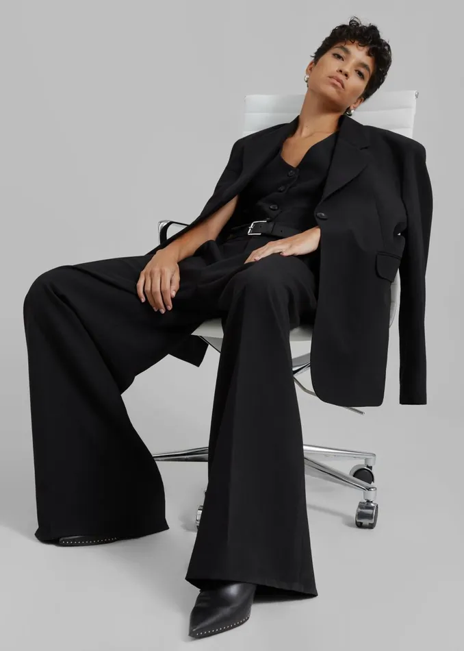 Women Lillian Wide Trousers 8211 Black The Frankie Shop Bottoms