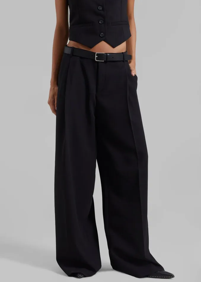 Women Lillian Wide Trousers 8211 Black The Frankie Shop Bottoms