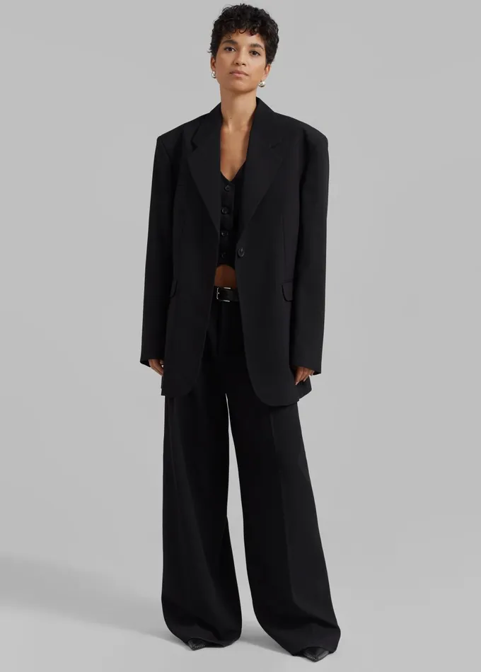 Women Lillian Wide Trousers 8211 Black The Frankie Shop Bottoms