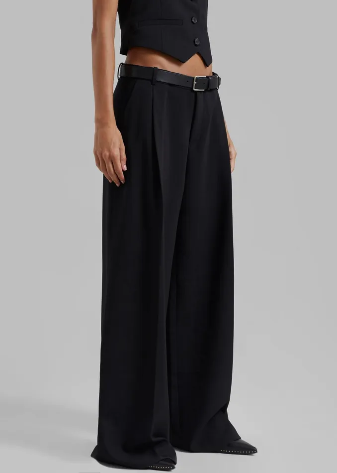 Women Lillian Wide Trousers 8211 Black The Frankie Shop Bottoms