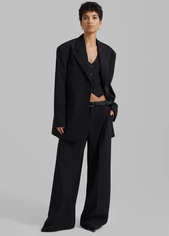Women Lillian Wide Trousers 8211 Black The Frankie Shop Bottoms