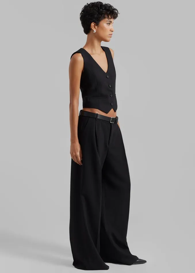Women Lillian Wide Trousers 8211 Black The Frankie Shop Bottoms