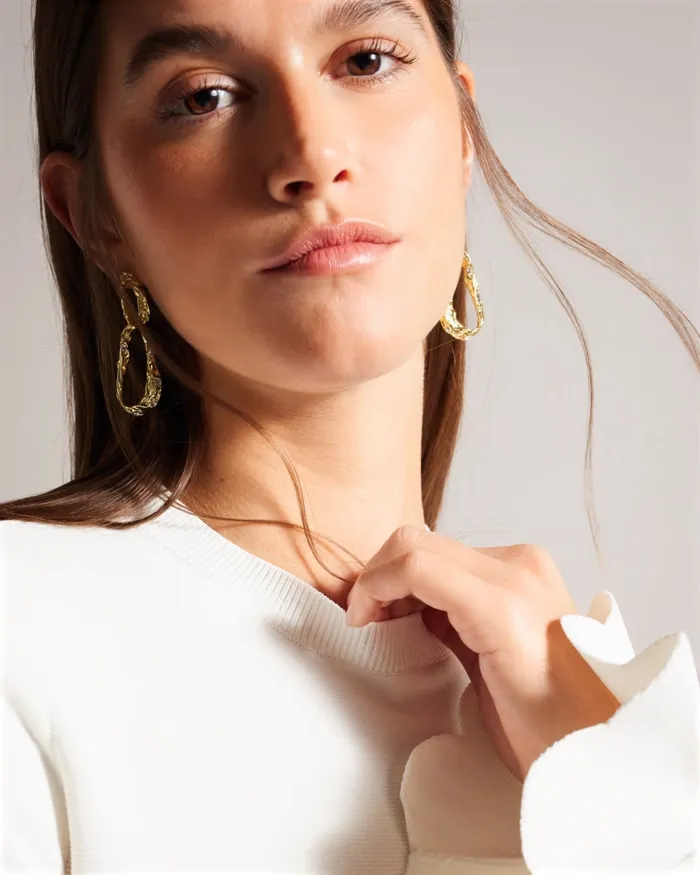 Women LILLYYY 8211 Long Sleeve Scalloped Peplum Top Ivory Ted Baker Tops and Blouses