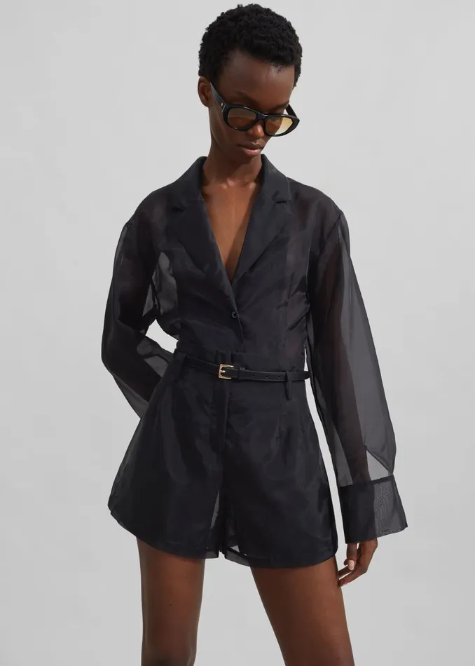 Women Lise Sheer Blazer 8211 Black The Frankie Shop Outerwear