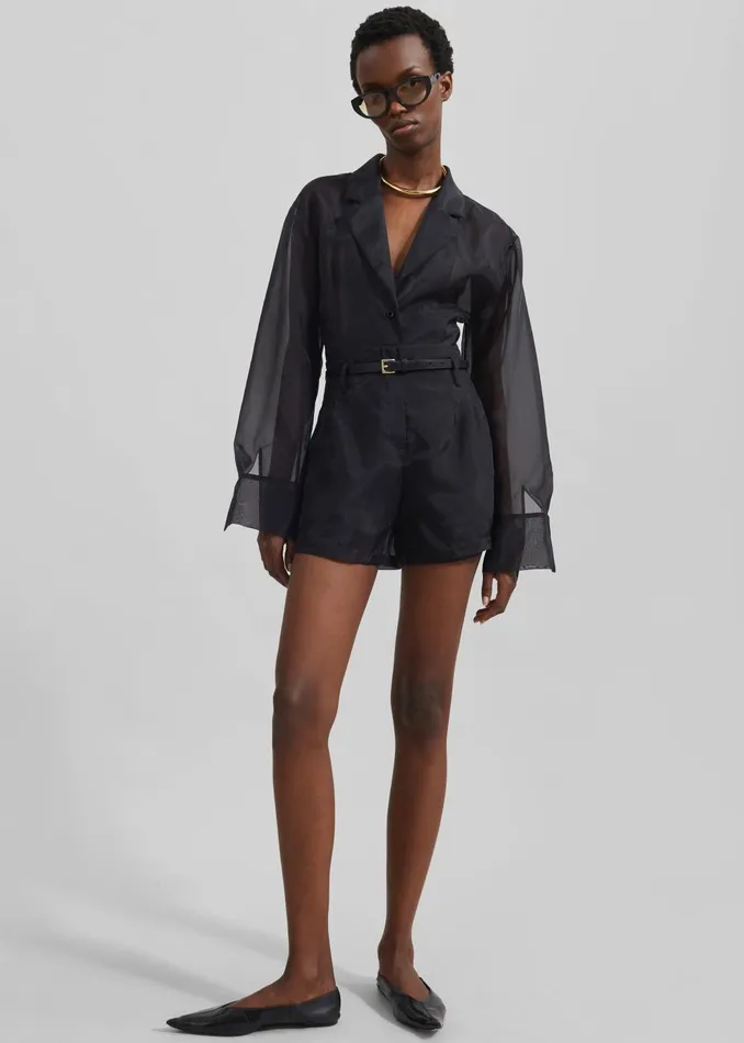 Women Lise Sheer Blazer 8211 Black The Frankie Shop Outerwear