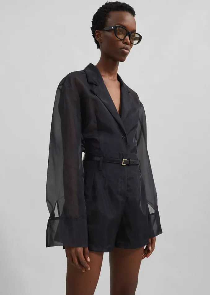 Women Lise Sheer Blazer 8211 Black The Frankie Shop Outerwear