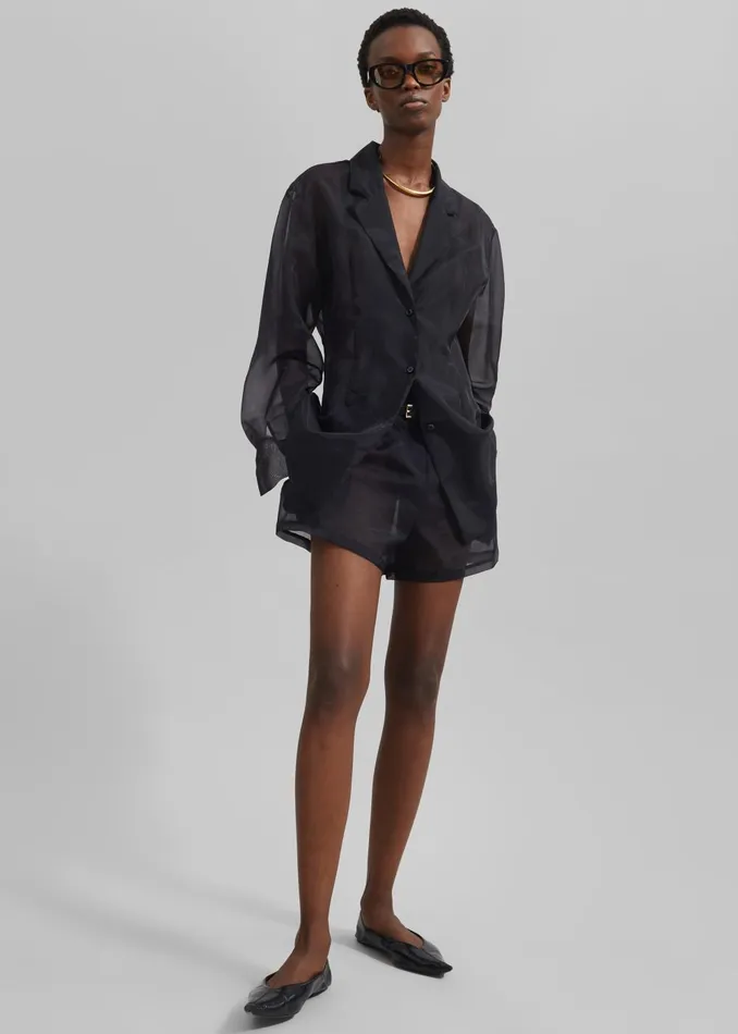 Women Lise Sheer Blazer 8211 Black The Frankie Shop Outerwear
