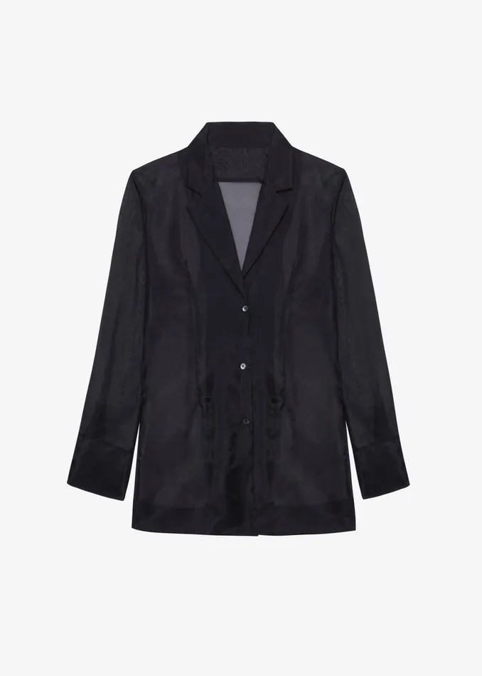 Women Lise Sheer Blazer 8211 Black The Frankie Shop Outerwear