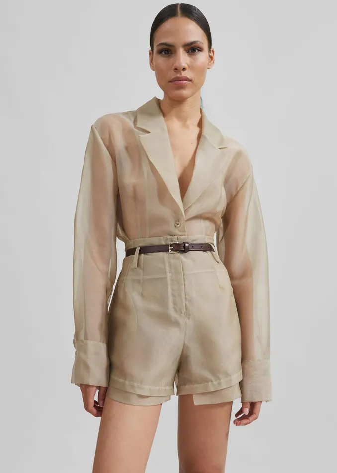 Women Lise Sheer Blazer 8211 Desert Sand The Frankie Shop Outerwear