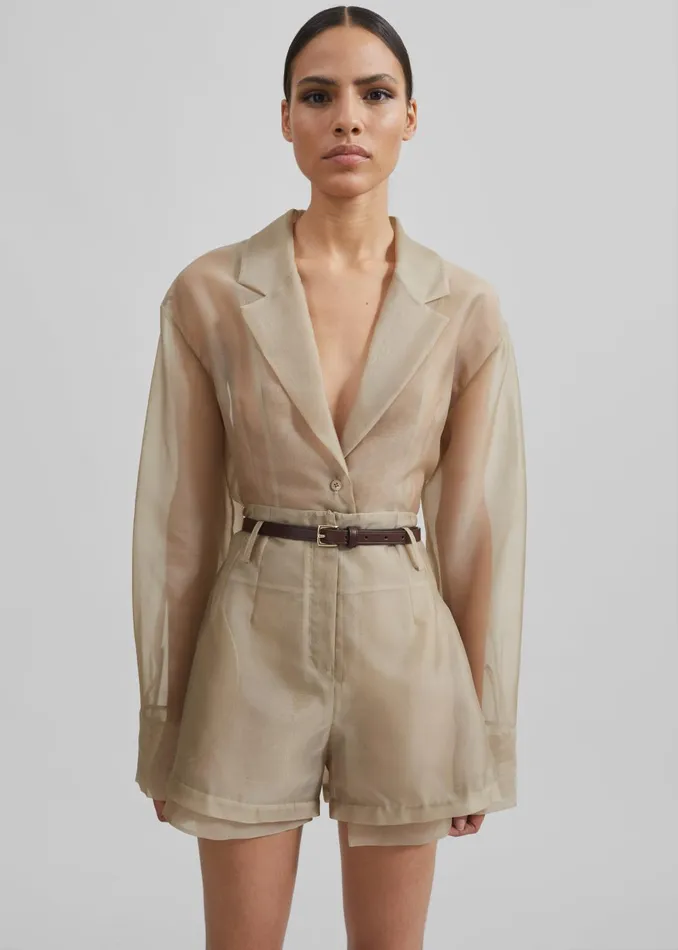Women Lise Sheer Blazer 8211 Desert Sand The Frankie Shop Outerwear