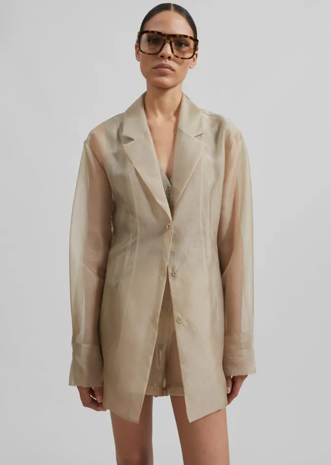 Women Lise Sheer Blazer 8211 Desert Sand The Frankie Shop Outerwear
