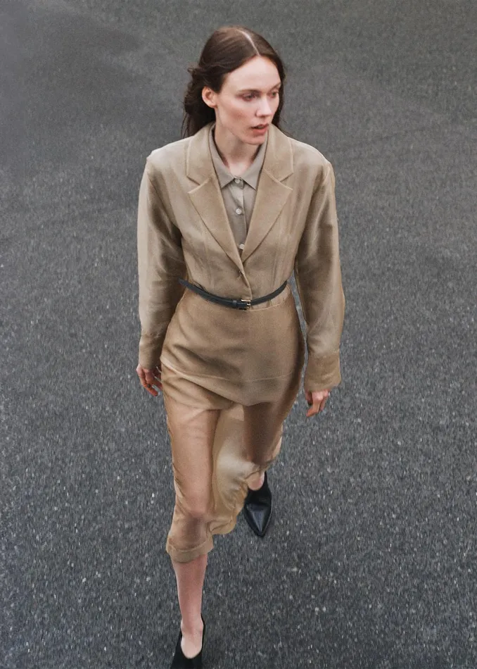 Women Lise Sheer Blazer 8211 Desert Sand The Frankie Shop Outerwear