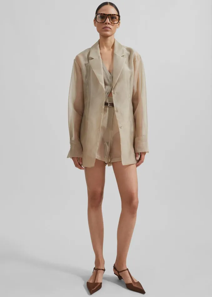 Women Lise Sheer Blazer 8211 Desert Sand The Frankie Shop Outerwear
