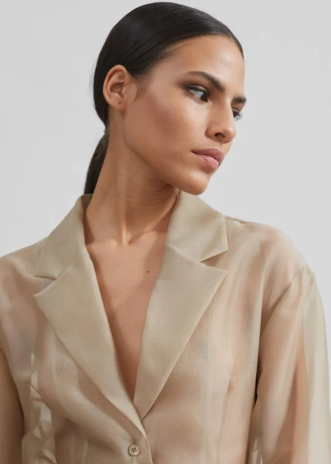 Women Lise Sheer Blazer 8211 Desert Sand The Frankie Shop Outerwear