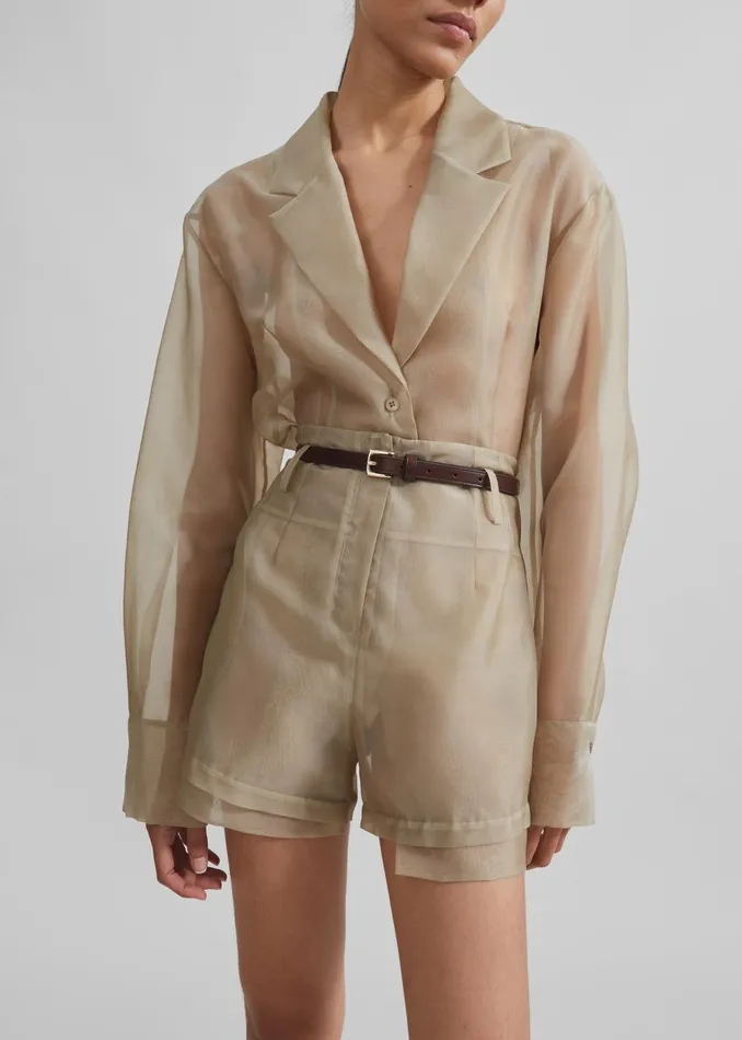 Women Lise Sheer Blazer 8211 Desert Sand The Frankie Shop Outerwear