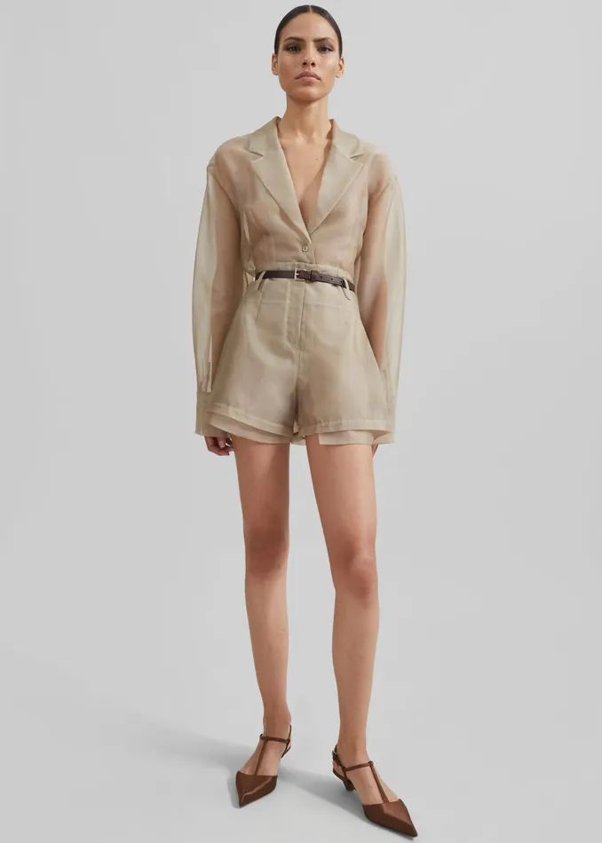 Women Lise Sheer Blazer 8211 Desert Sand The Frankie Shop Outerwear