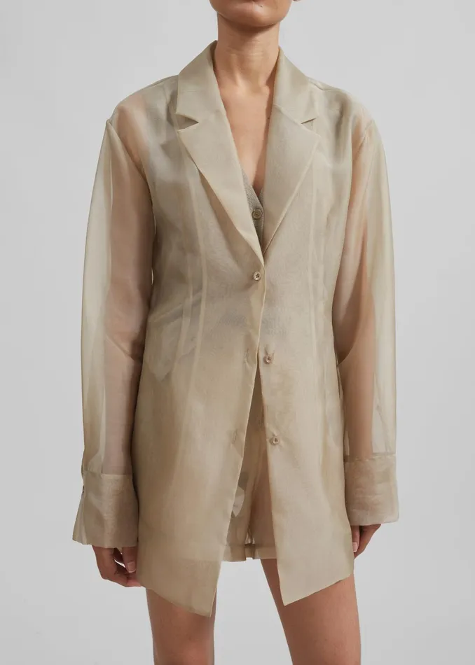 Women Lise Sheer Blazer 8211 Desert Sand The Frankie Shop Outerwear