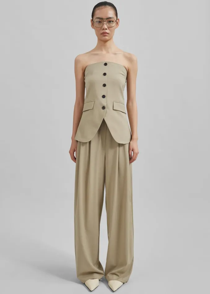 Women Livvy Strapless Vest 8211 Beige The Frankie Shop Tops