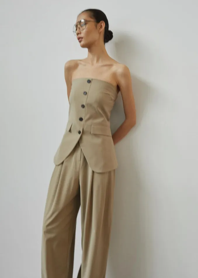 Women Livvy Strapless Vest 8211 Beige The Frankie Shop Tops