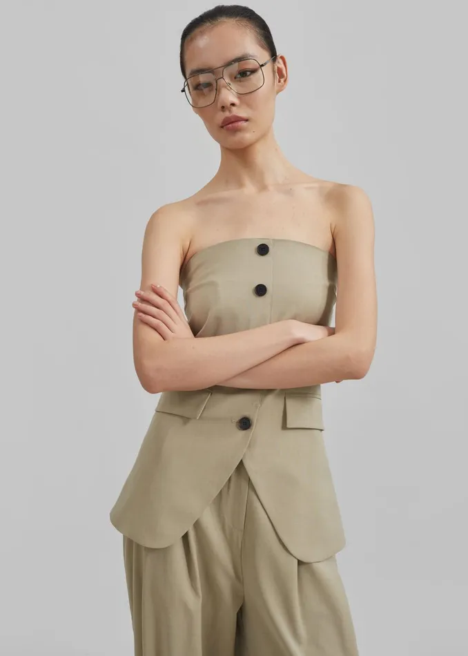 Women Livvy Strapless Vest 8211 Beige The Frankie Shop Tops