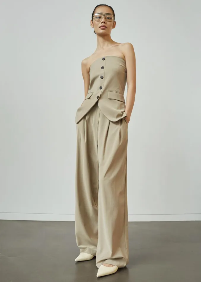 Women Livvy Strapless Vest 8211 Beige The Frankie Shop Tops
